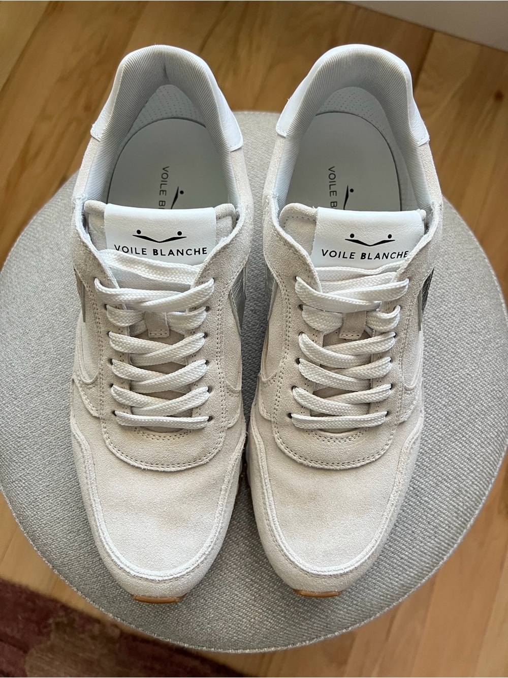 Voile Blanche Women's Light Beige Suede Athletic Sneakers